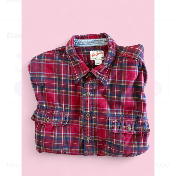 Gap Jeans Men’s XXL Flannel Shirt Red Blue Plaid Long Sleeve Y2K Vintage Style - Picture 1 of 8